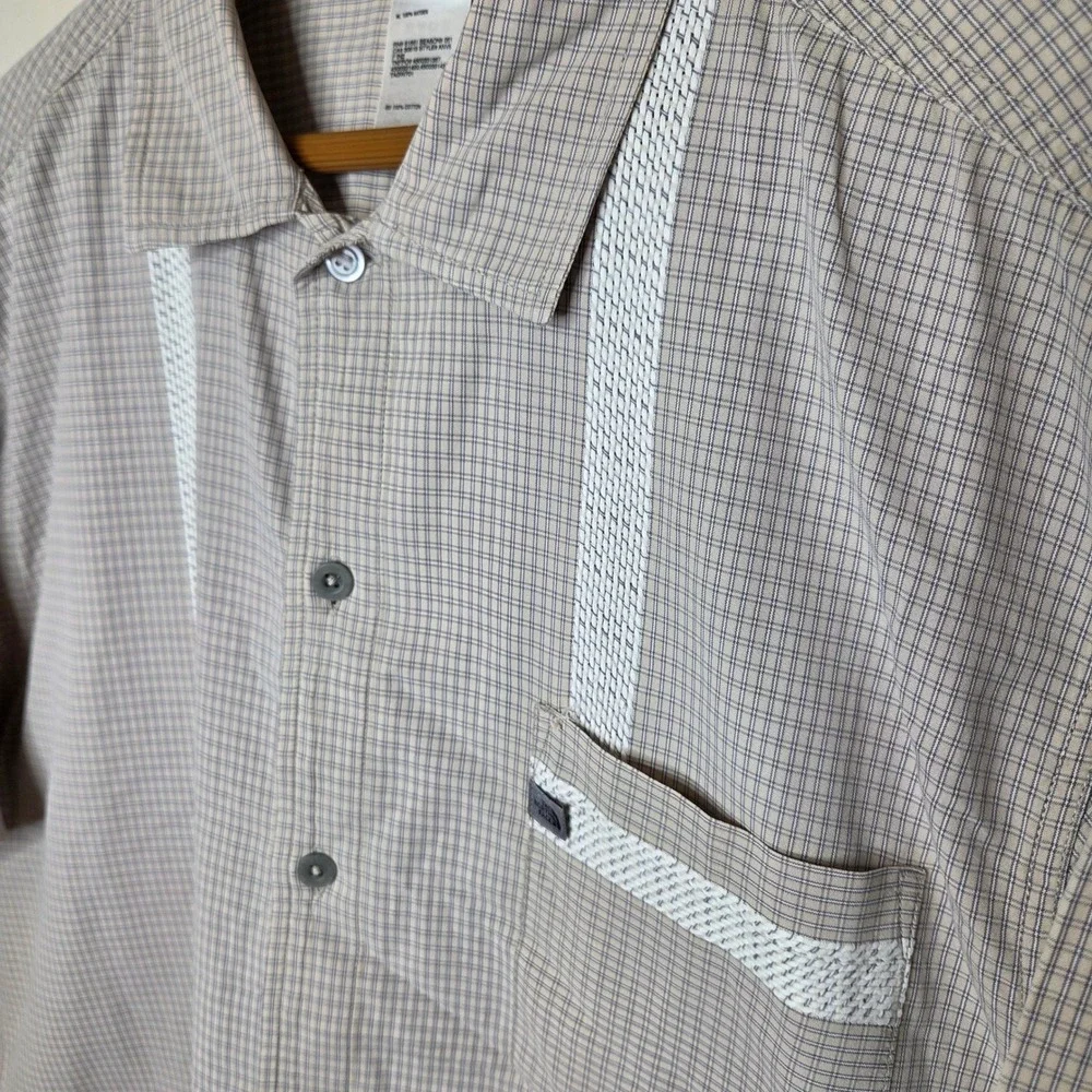 The North Face A5 Series Men Large Tan Plaid Button Down‎ Short Sleeve Shirt L
